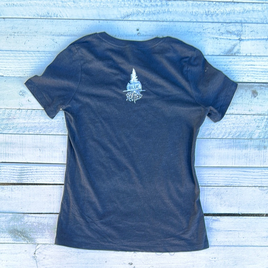 BlueRooted Go Birds Helmet Black Ladies V Neck