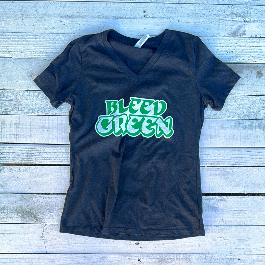 BlueRooted Bleed Green Ladies V Neck