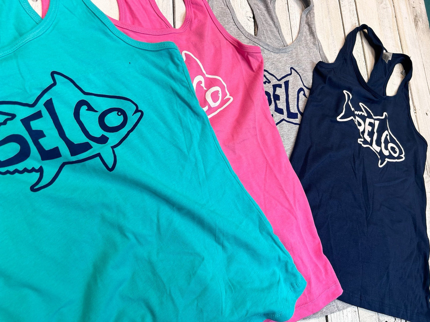 BlueRooted DELCO Tuna Ladies Racerback Tank