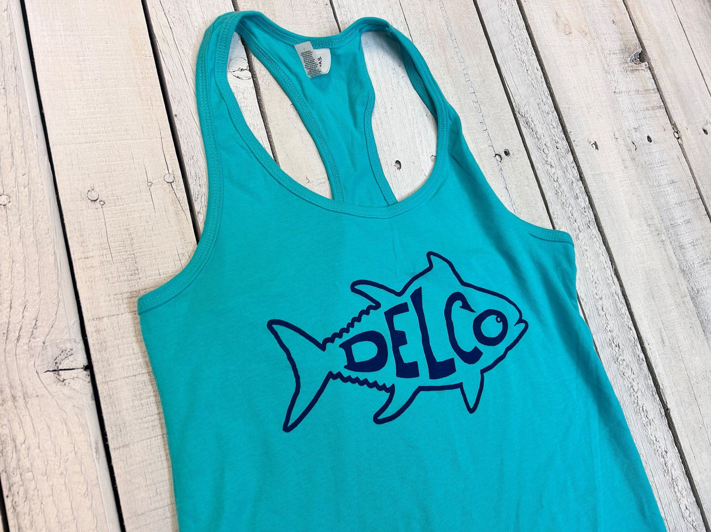 BlueRooted DELCO Tuna Seafoam Ladies Racerback Tank