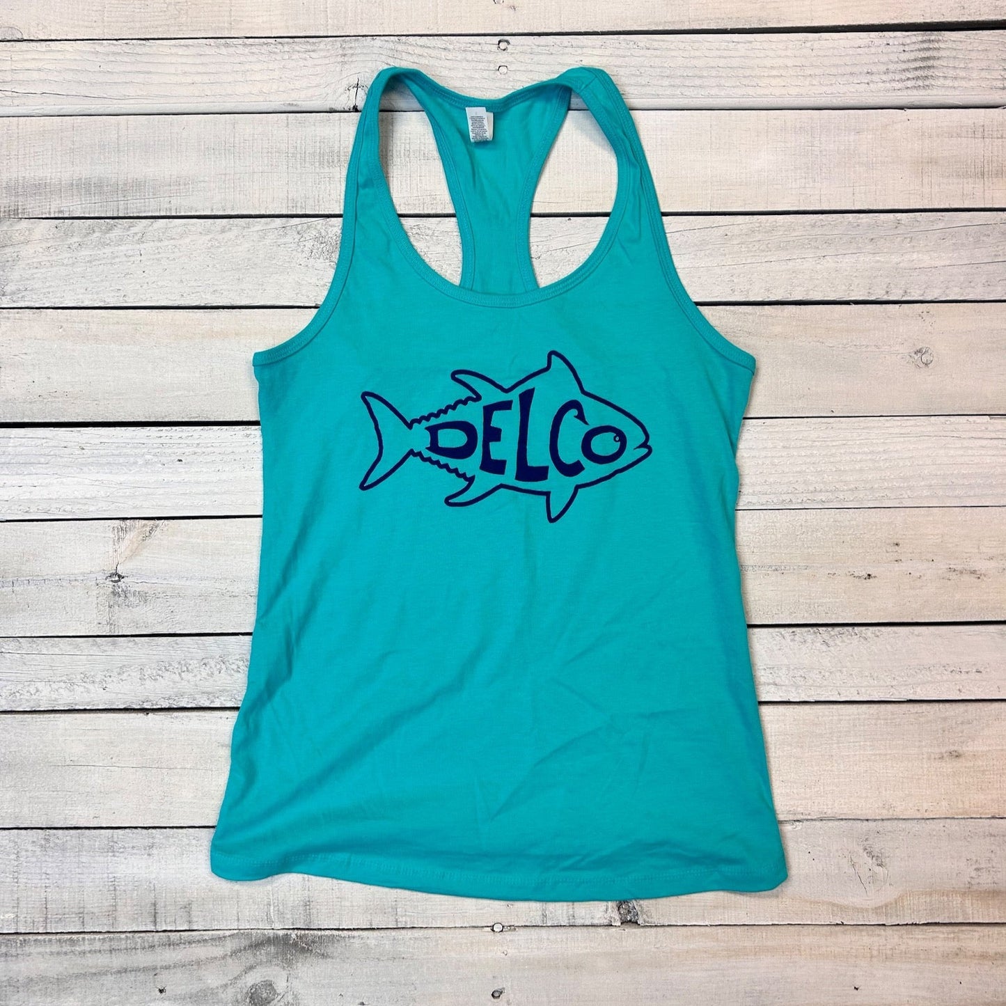 BlueRooted DELCO Tuna Seafoam Ladies Racerback Tank