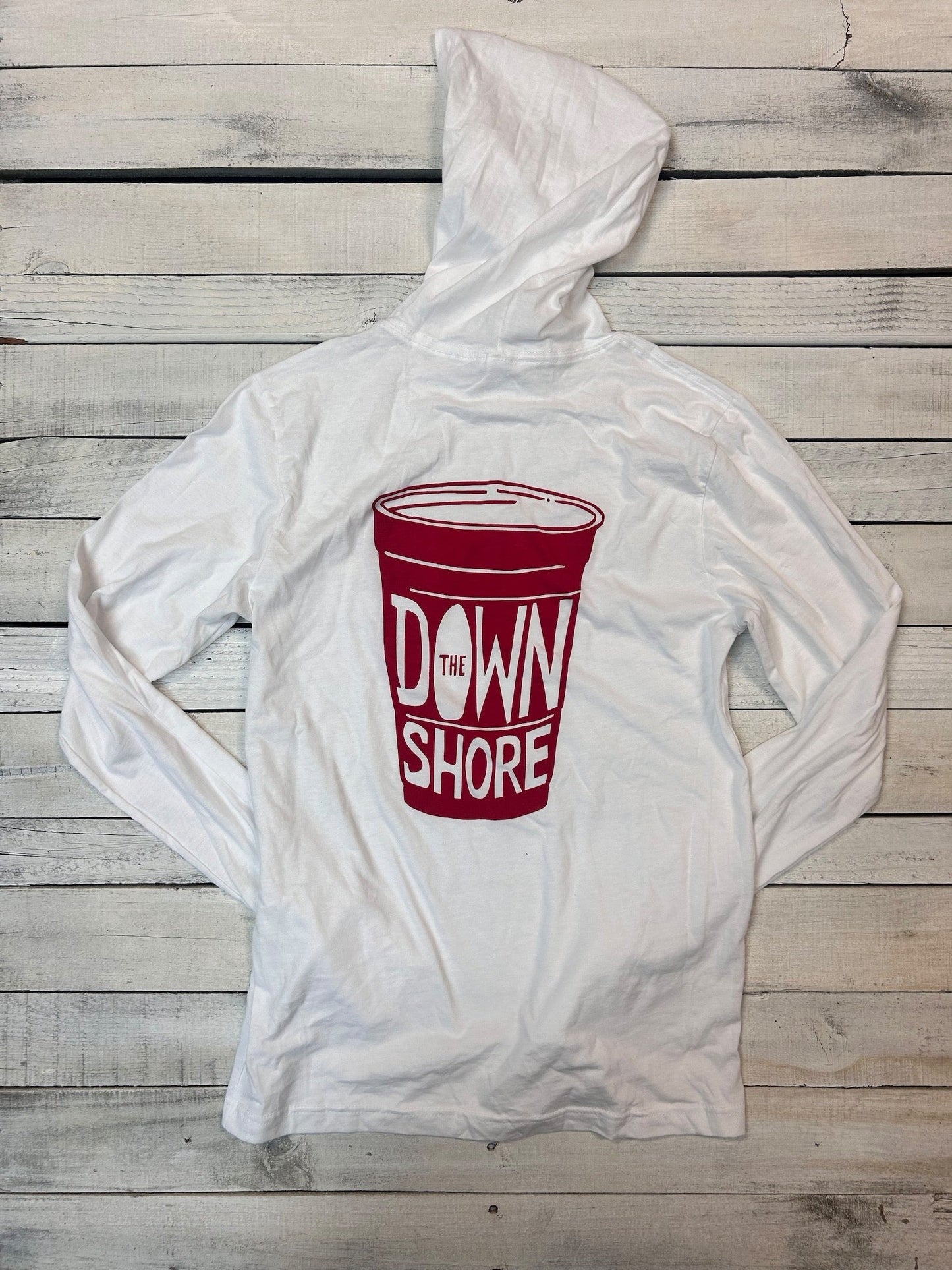 BlueRooted Down The Shore Solo Cup White Hooded Long Sleever