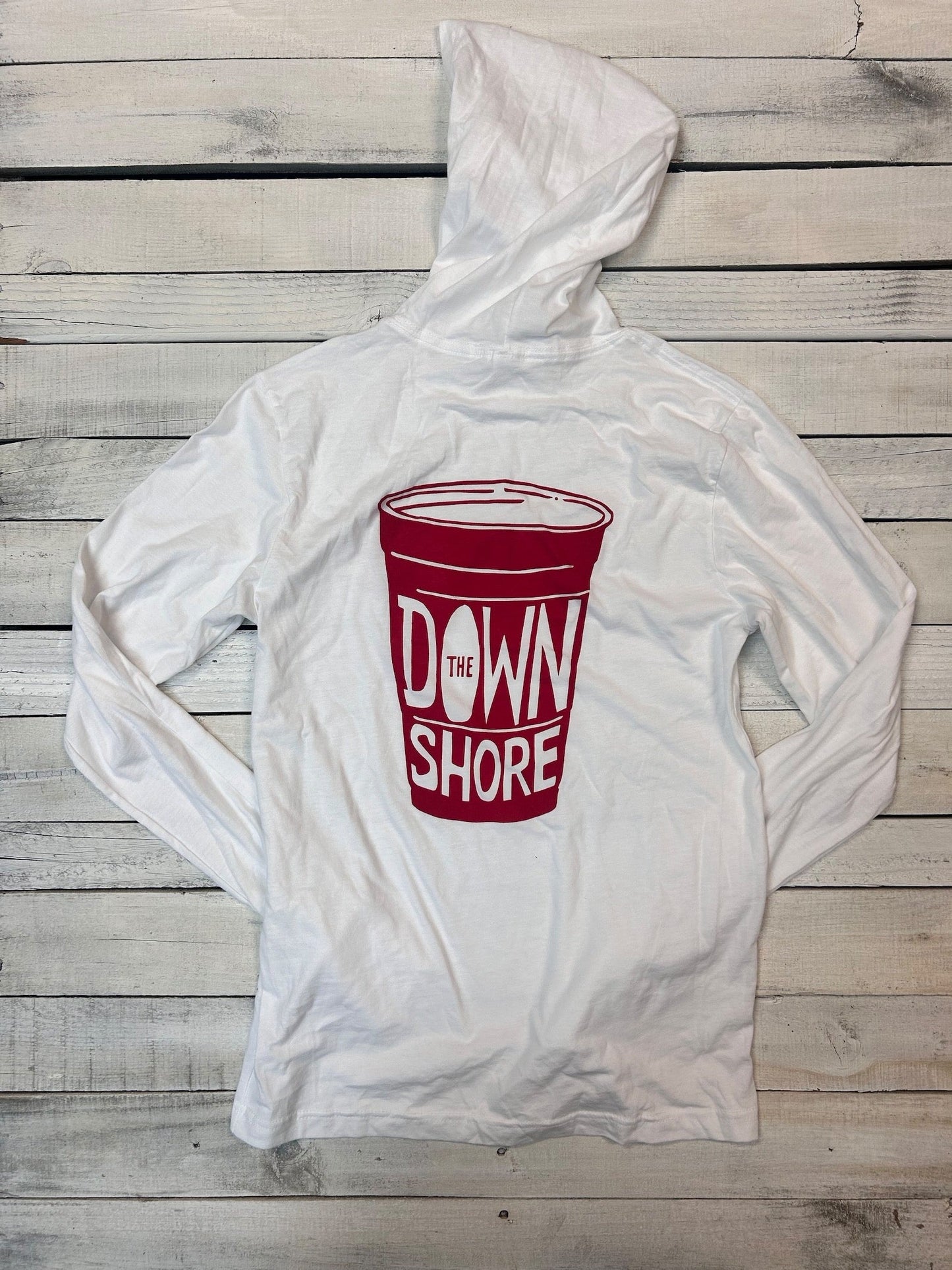 BlueRooted Down The Shore Solo Cup White Hooded Long Sleever