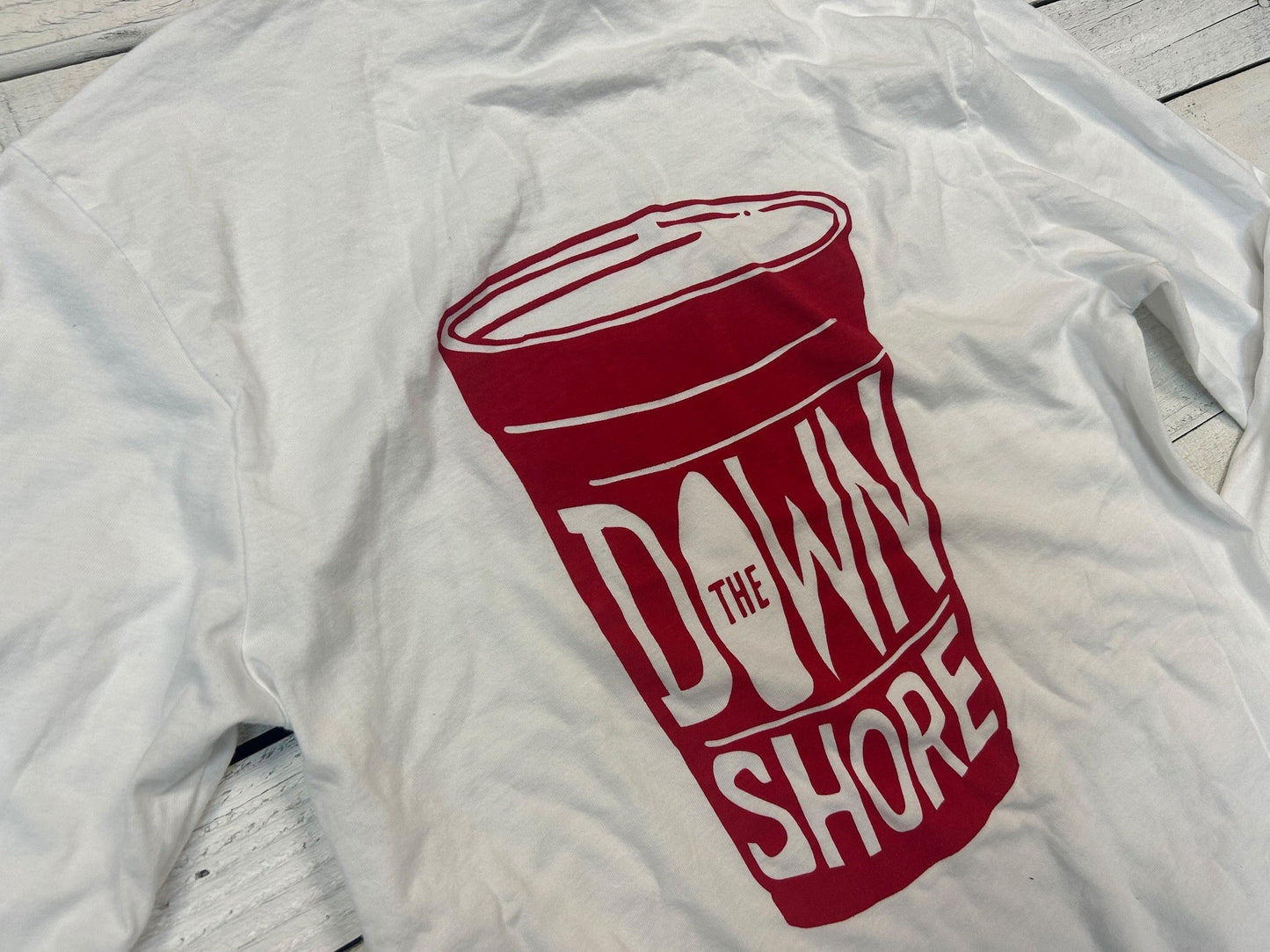 BlueRooted Down The Shore Solo Cup White Hooded Long Sleever