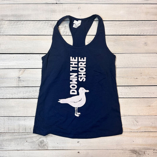 BlueRooted Down The Shore Seagull Navy Racerback Tank