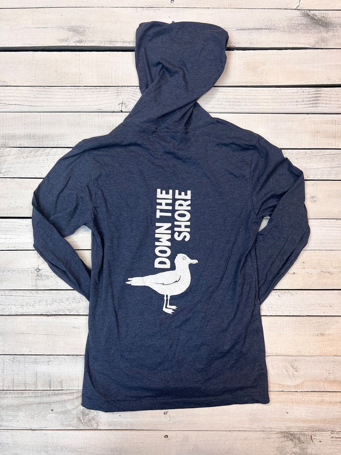 BlueRooted Down The Shore Navy Seagull Hooded Long Sleever