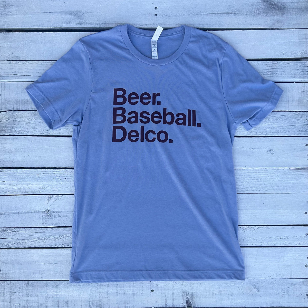 Beer. Baseball. Delco. Powder Blue