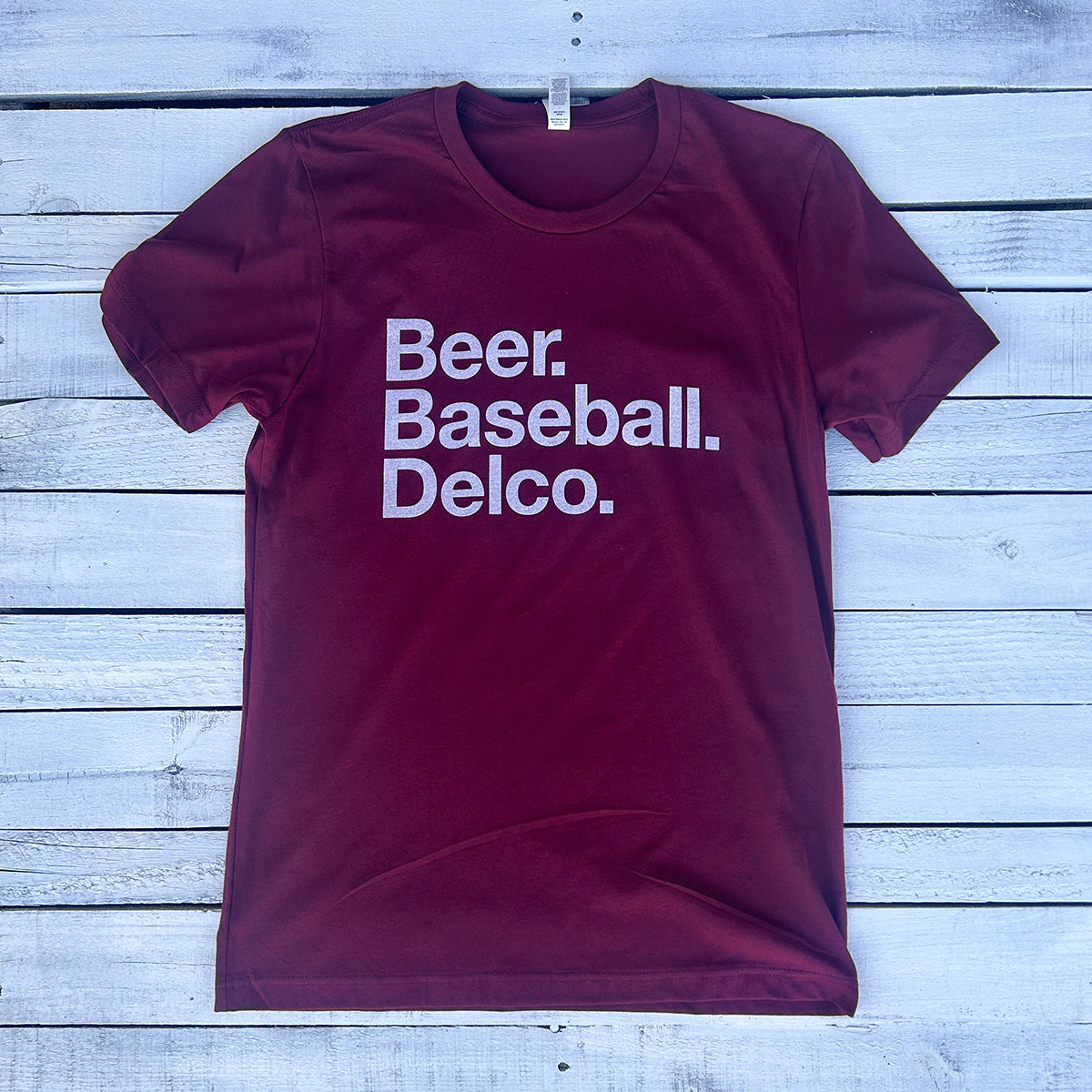 Beer. Baseball. Delco. Maroon