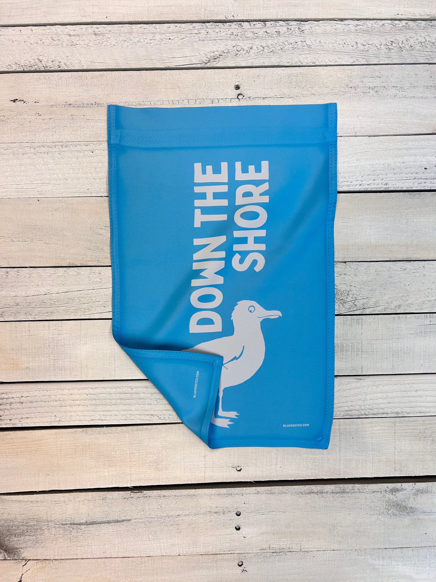 DOWN THE SEAGULL Teal Garden Flag