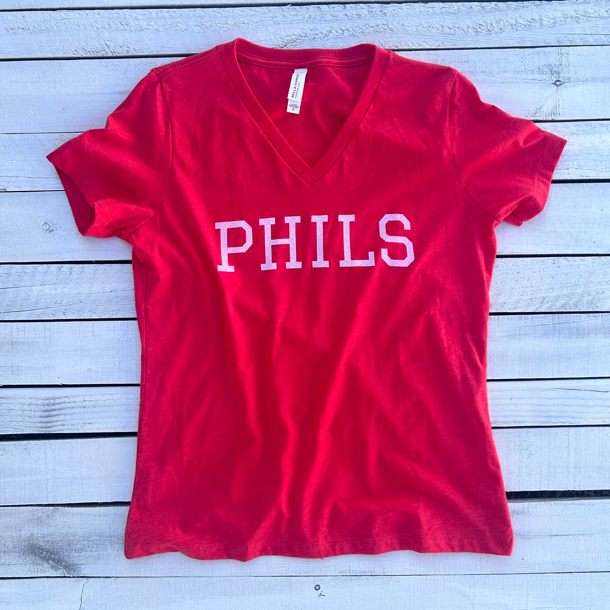 Phils Text Ladies V Neck Red