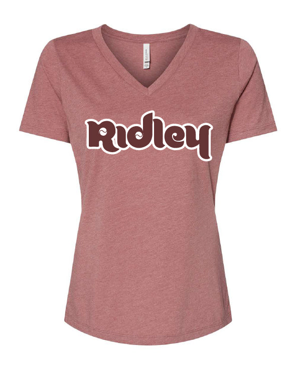 Ridley Phils Script Ladies V Neck