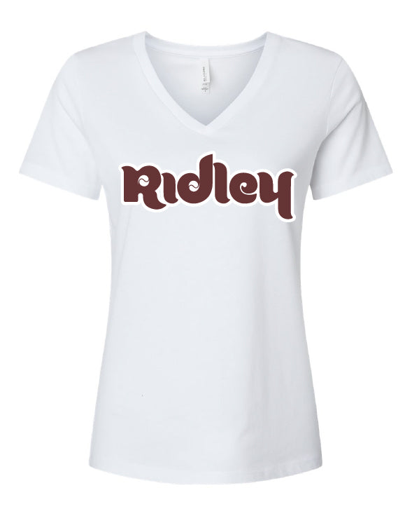 Ridley Phils Script Ladies V Neck