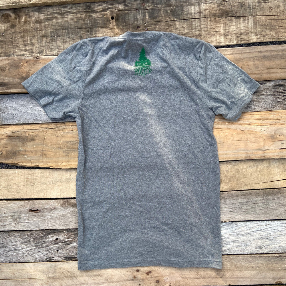 BlueRooted DELCO is for the Birds Grey T