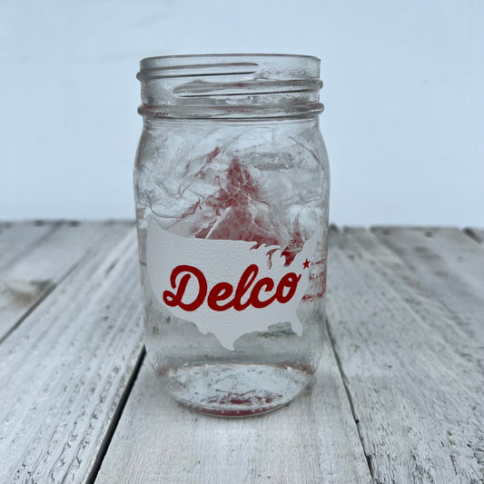 Mason Jar - DELCO USA (Red DELCO)