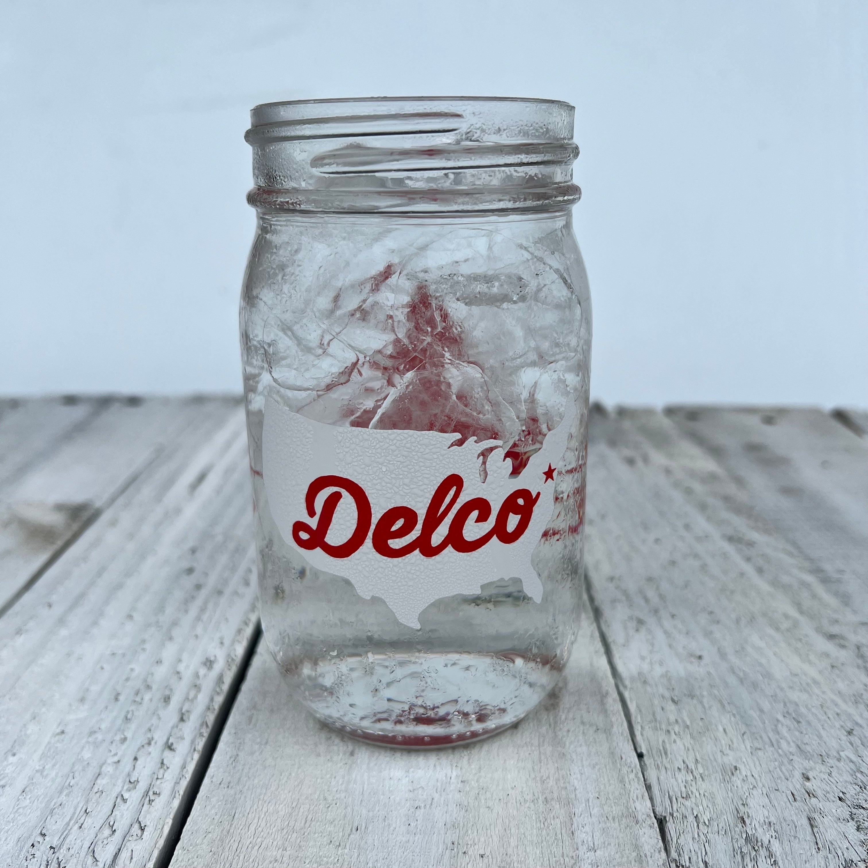 Mason Jar - DELCO USA (Red and WHITE)