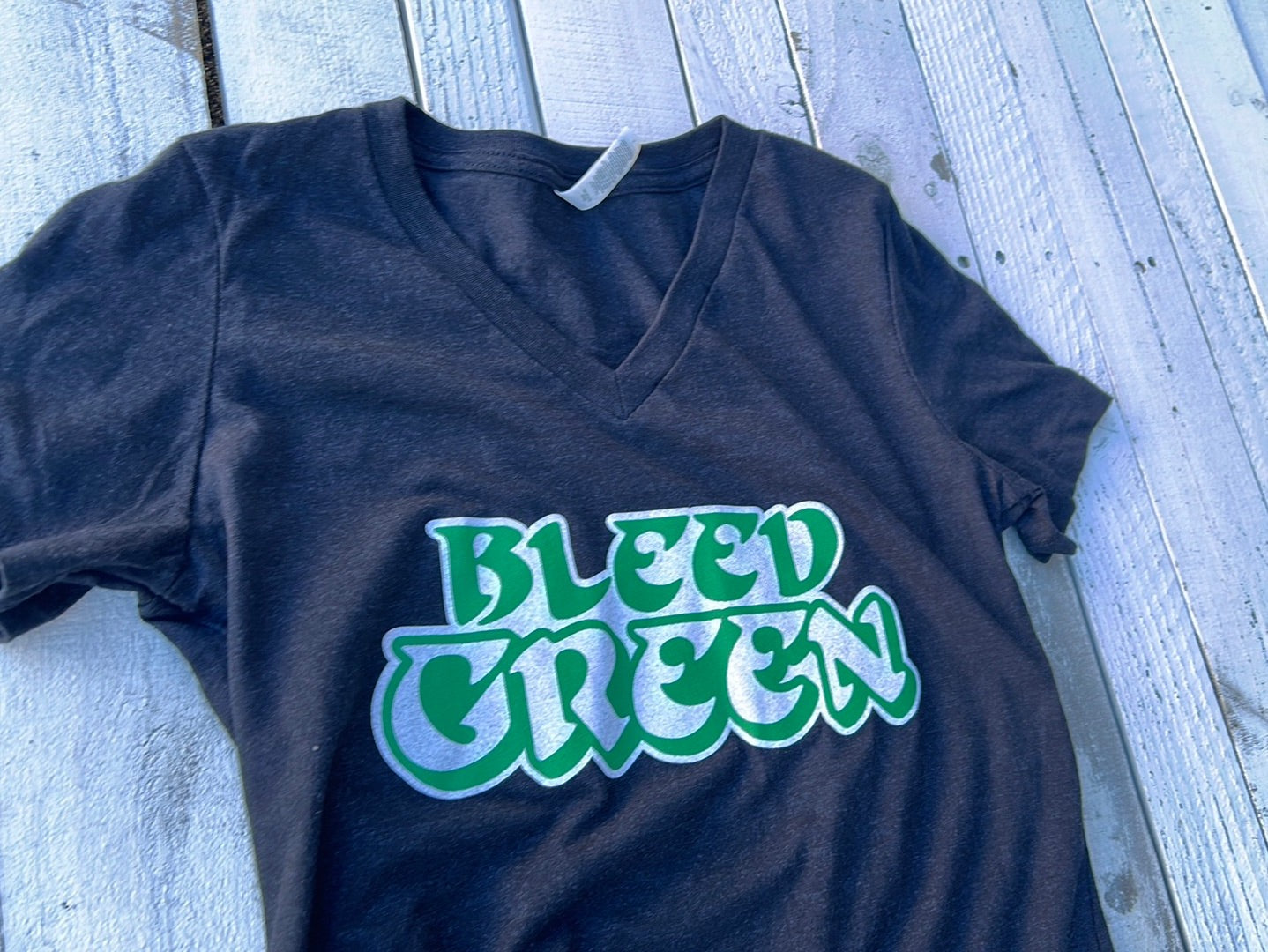 BlueRooted Bleed Green Ladies V Neck