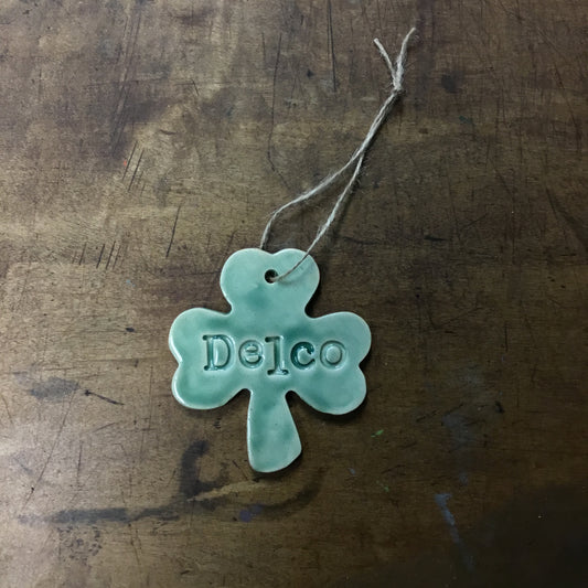 Delco Shamrock Ceramic Ornament
