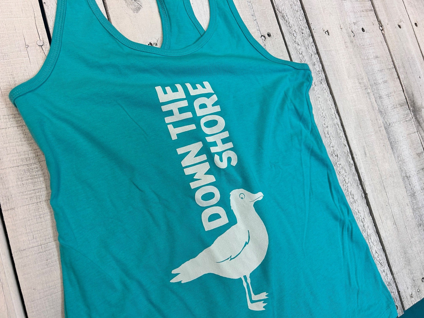 BlueRooted Down The Shore Seagull Seafoam Racerback Tank