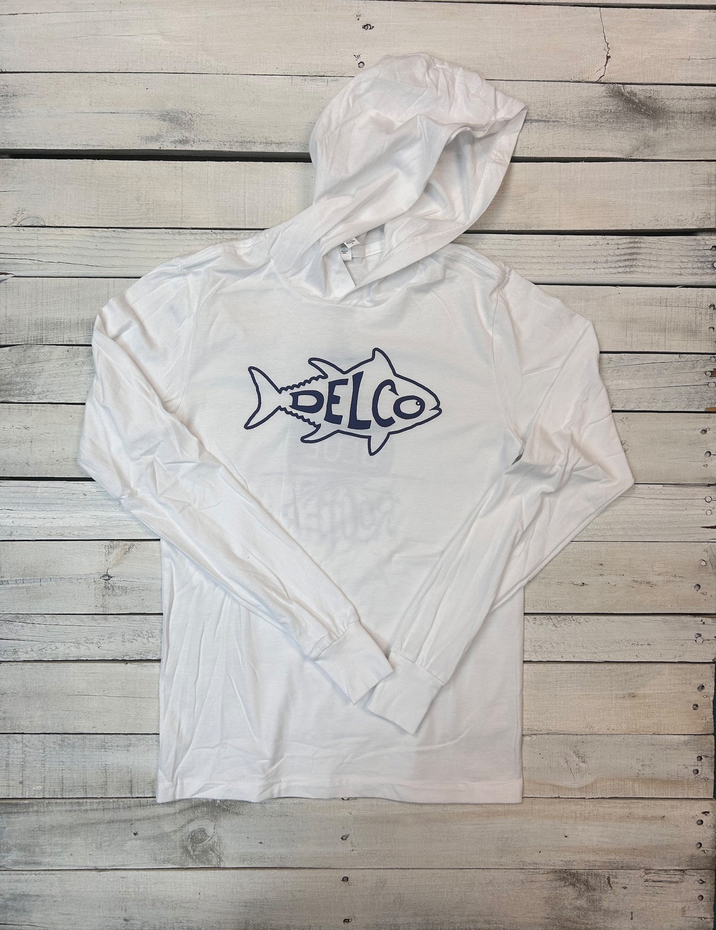 DELCO Tuna White Blue Hooded Long Sleever