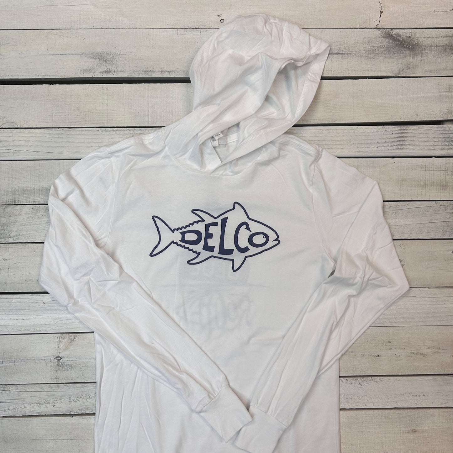DELCO Tuna White Blue Hooded Long Sleever