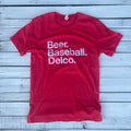 Beer. Baseball. Delco. Red