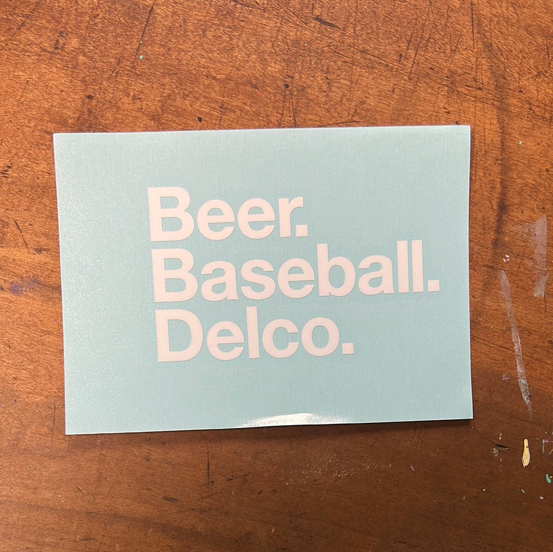 Delco Remy Stickers Beer. Baseball. Delco. Sticker – Blue Rooted