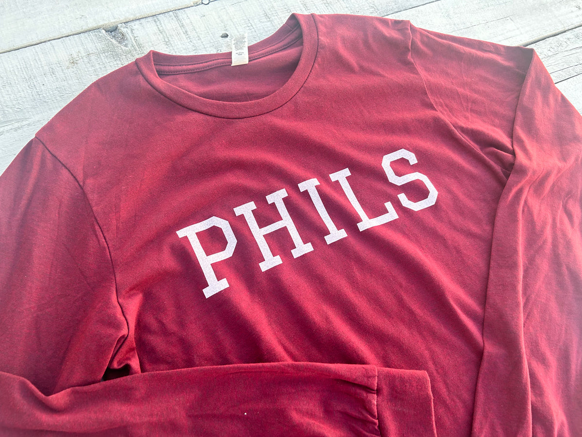 Phils Text Long Sleever Maroon