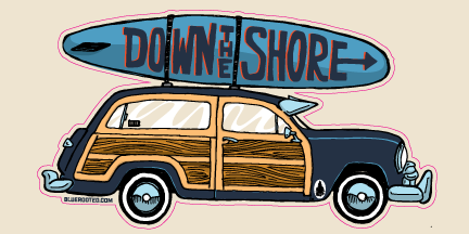 Down The Shore Woodie Sticker