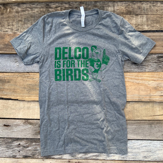 BlueRooted DELCO is for the Birds Grey T