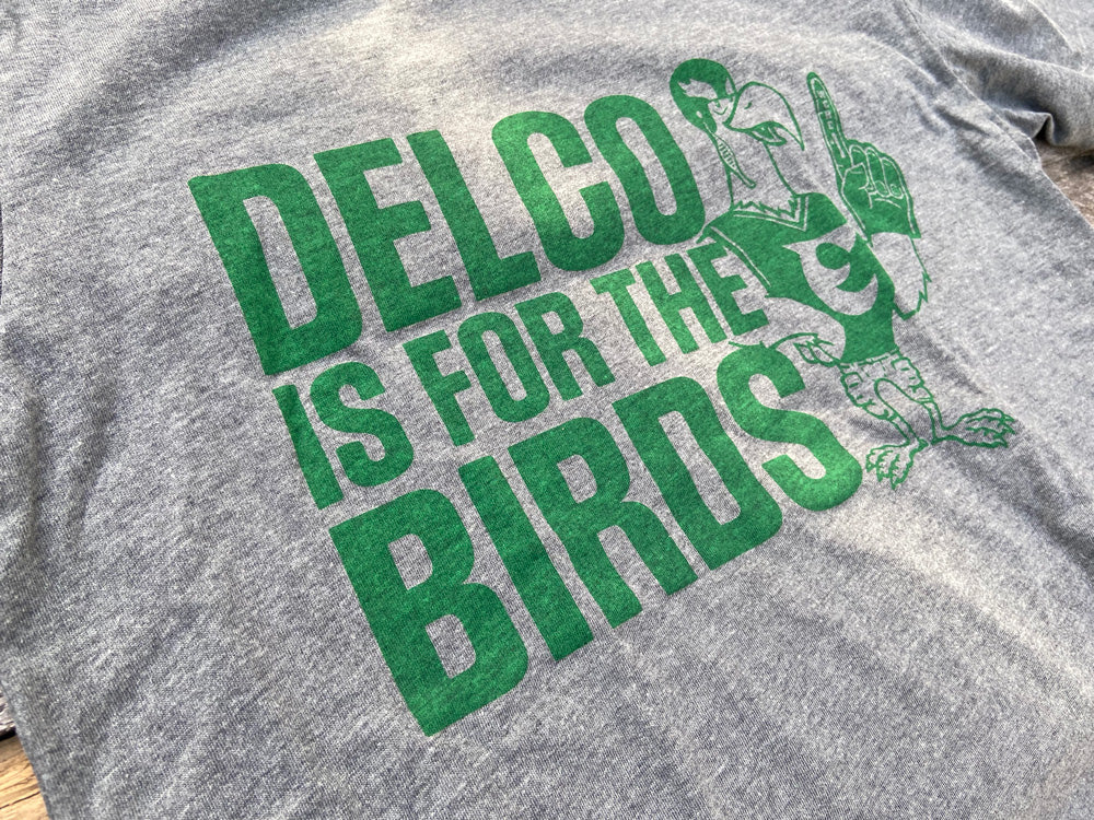 BlueRooted DELCO is for the Birds Grey T