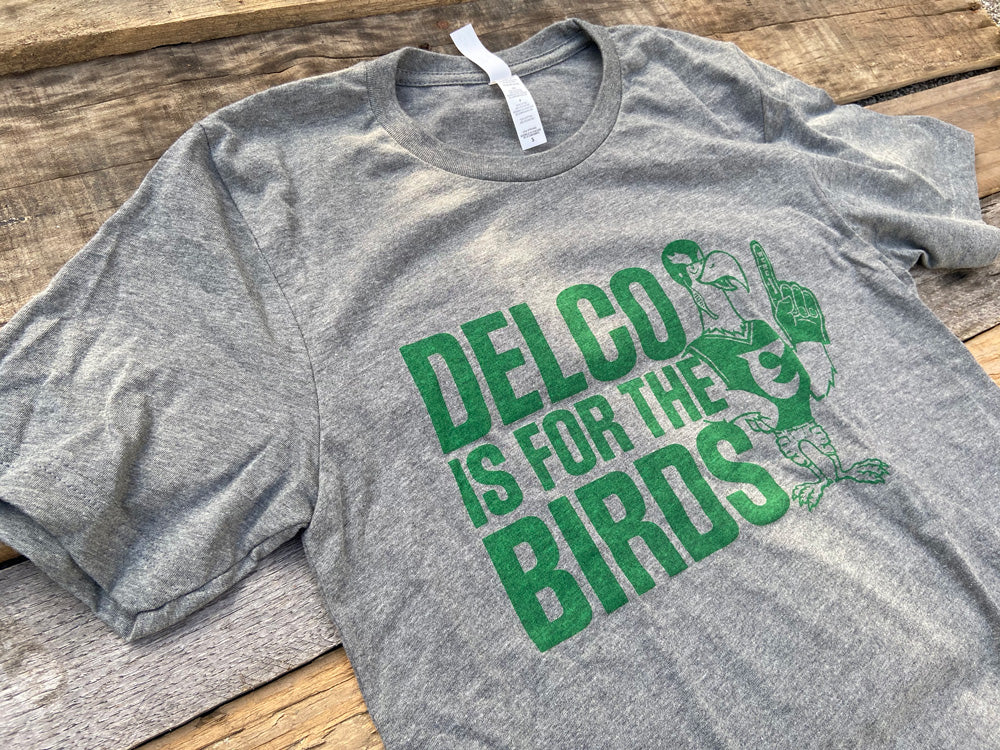 BlueRooted DELCO is for the Birds Grey T