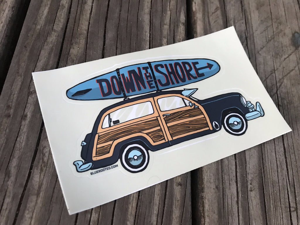 Down The Shore Woodie Sticker