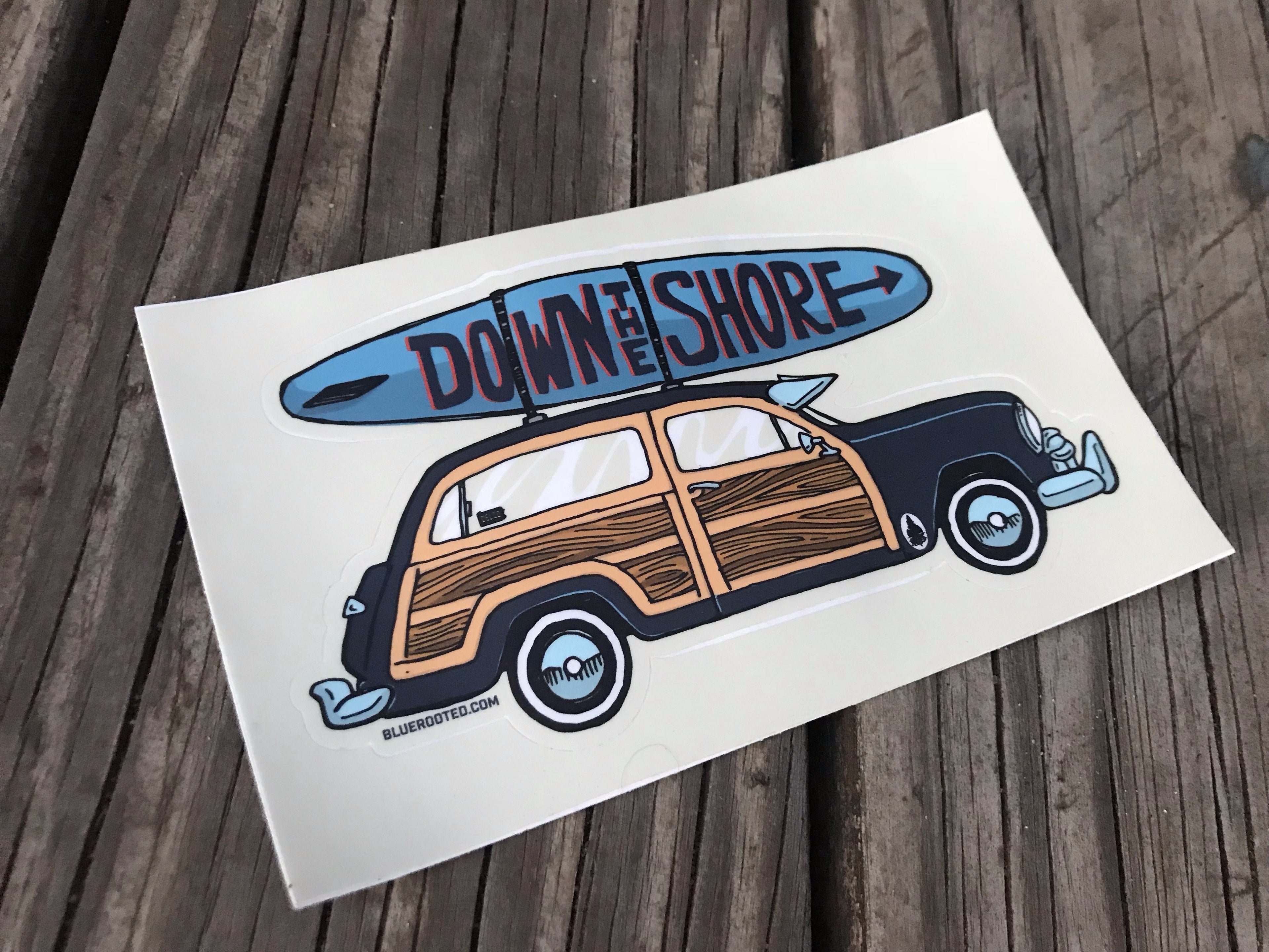 Down The Shore Woodie Sticker